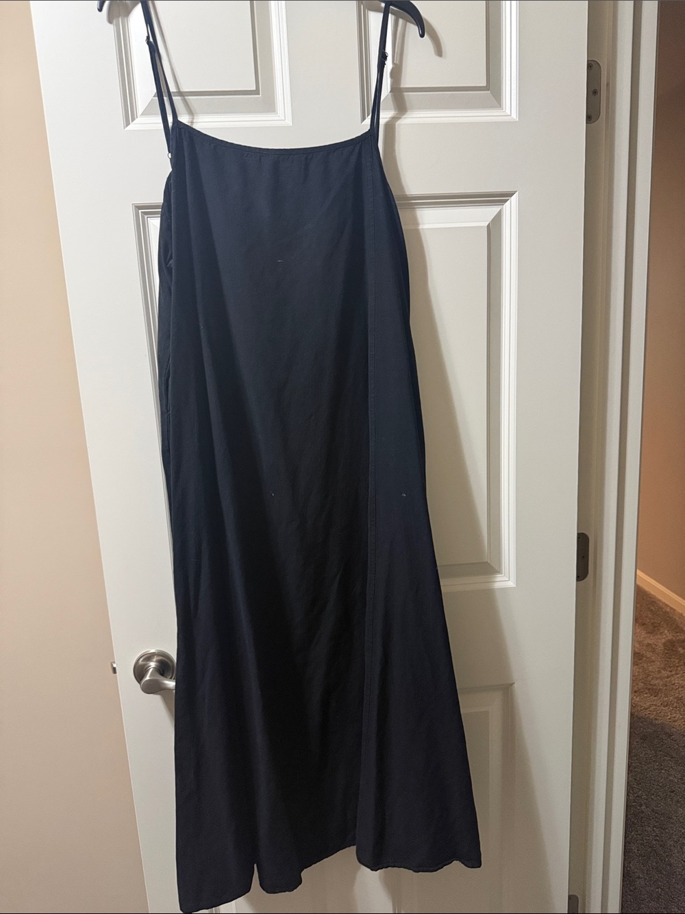 Classic Black Maxi Slip Dress with Adjustable Straps